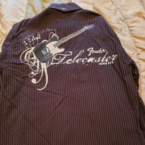 Fender Black striped Card and Guitar M Shirt